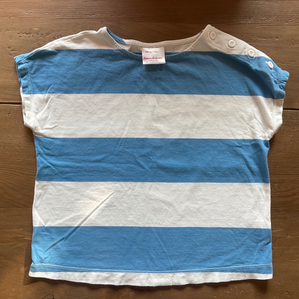 Hanna Andersson boatneck tee blue striped US 8